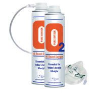 2 X O2 10 Litre Oxygen Cans Inc 1 x Mask and Tubing