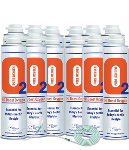12 X O2 10 Litre Oxygen Can Inc 1 x 1.8M Tubing & Nasal Cannula